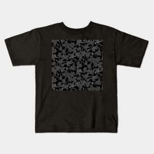 Black Dotted Magnolias Kids T-Shirt